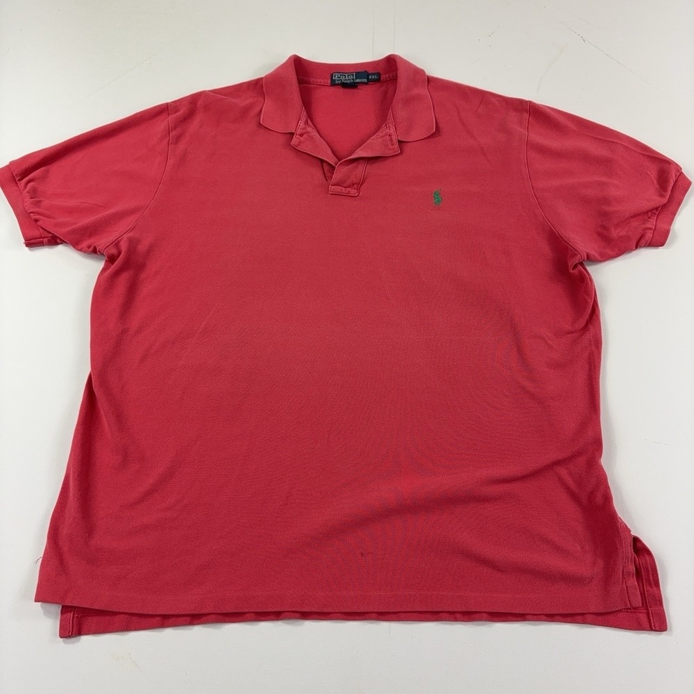 Polo By Ralph Lauren Polo Shirt Mens 2XL Red Cotton Knit Short Sleeve Green Pony
